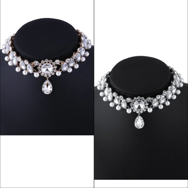 Boho Collar Choker, Water Drop Necklace, Crystal Necklace, Vintage Jewelry, Pearl Statement Necklace, Wedding Necklace set