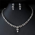 Silver Bridal Necklace And Earrings Necklace | Jewelry Set | Wedding Set| Leaf Style Jewellery For Bride | Wedding necklace set (AU Stock)