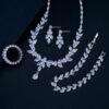 Teardrop Silver Wedding Necklace Earrings Bracelet Ring Set | Bridal Necklace Set | CZ Wedding Necklace Set | Crystal Bridal Set