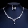 Teardrop Silver Wedding Necklace Earrings Bracelet Ring Set | Bridal Necklace Set | CZ Wedding Necklace Set | Crystal Bridal Set