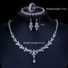 Teardrop Silver Wedding Necklace Earrings Bracelet Ring Set | Bridal Necklace Set | CZ Wedding Necklace Set | Crystal Bridal Set