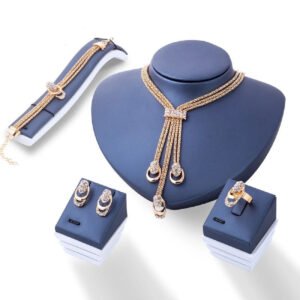 Fashion Bracelets Earrings Rings Necklaces Jewelry Sets for Women Wedding Engagement Party Jewelry | Wedding Costume Jewelry Set | (4 Piece Set) Bridal Jewelry Sets