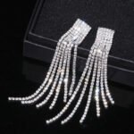 Crystal Wedding Earrings, Big Bridal Earrings,Long Tassel Earrings,Bridal Drop Dangling Earrings,Wedding earrings