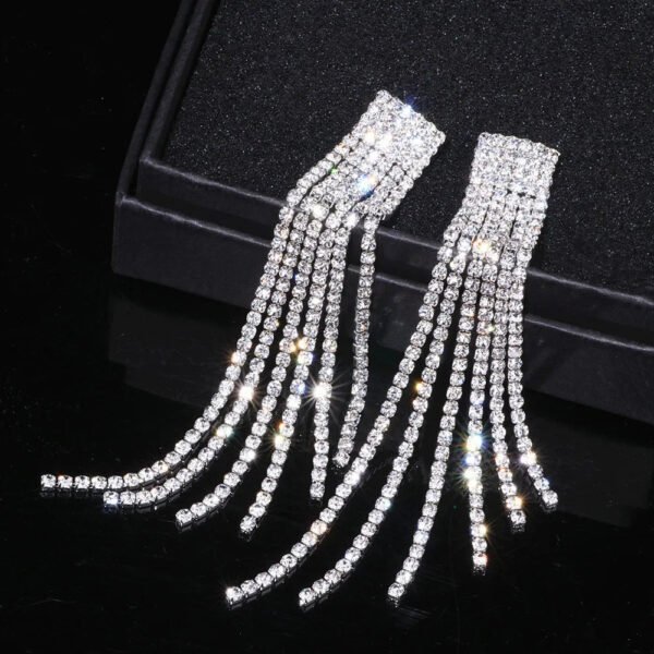 Crystal Wedding Earrings, Big Bridal Earrings,Long Tassel Earrings,Bridal Drop Dangling Earrings,Wedding earrings