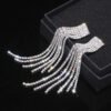 Crystal Wedding Earrings, Big Bridal Earrings,Long Tassel Earrings,Bridal Drop Dangling Earrings,Wedding earrings