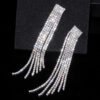 Crystal Wedding Earrings, Big Bridal Earrings,Long Tassel Earrings,Bridal Drop Dangling Earrings,Wedding earrings