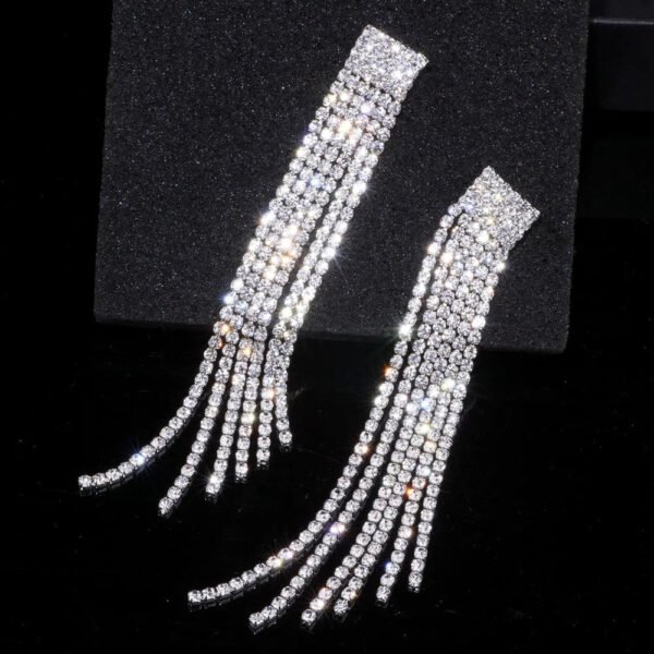 Crystal Wedding Earrings, Big Bridal Earrings,Long Tassel Earrings,Bridal Drop Dangling Earrings,Wedding earrings