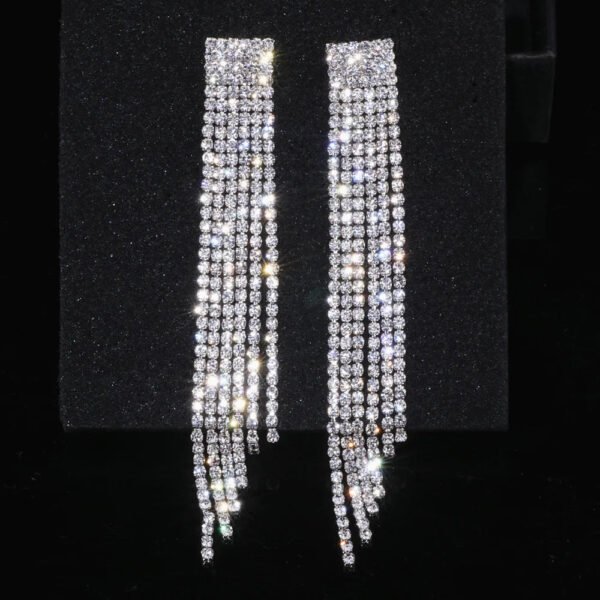 Crystal Wedding Earrings, Big Bridal Earrings,Long Tassel Earrings,Bridal Drop Dangling Earrings,Wedding earrings