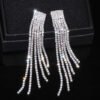 Crystal Wedding Earrings, Big Bridal Earrings,Long Tassel Earrings,Bridal Drop Dangling Earrings,Wedding earrings