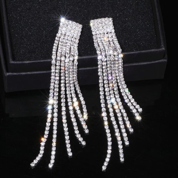 Crystal Wedding Earrings, Big Bridal Earrings,Long Tassel Earrings,Bridal Drop Dangling Earrings,Wedding earrings