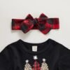 Newborn Baby Girls Clothes Sets Fashion Christmas Dress Plush vest Headband 3Pcs Toddler Infant Clothing Outfits