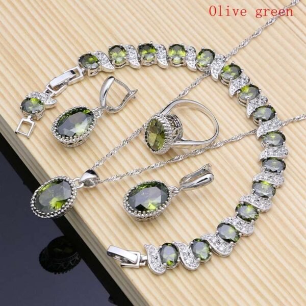 Silver 925 Bridal Jewelry, Zircon Jewelry Sets, Silver Jewelry Set , Sterling silver Necklace, Pendant necklace set, Silver Jewellery