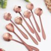 8Pcs Flower Spoons Set, Small Teaspoon, Coffee Spoon, Cute Ice Cream Dessert Spoon, Gold Stainless Steel Spoon For Coffee Tea