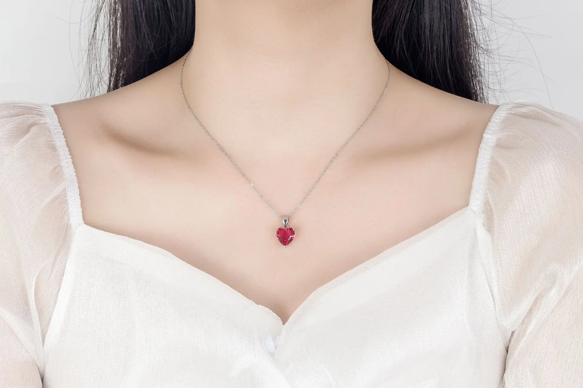 925 Sterling Silver Heart Zircon Jewelry Set, Featuring Heart Pendant Necklace – The Perfect Gift for Her - Heart Necklace