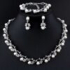 Imitation Pearl Wedding Necklace Earring Sets | Bridal Jewelry Sets for Women | Crystal Pearl Bridal Necklace and Earring Set
