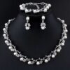 Imitation Pearl Wedding Necklace Earring Sets | Bridal Jewelry Sets for Women | Crystal Pearl Bridal Necklace and Earring Set