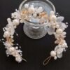 Bridal headband, Flower wedding headpiece, flower hair crown, Boho flower headband, white headband, Pearl Flower Wreath,Garland Head Hoop