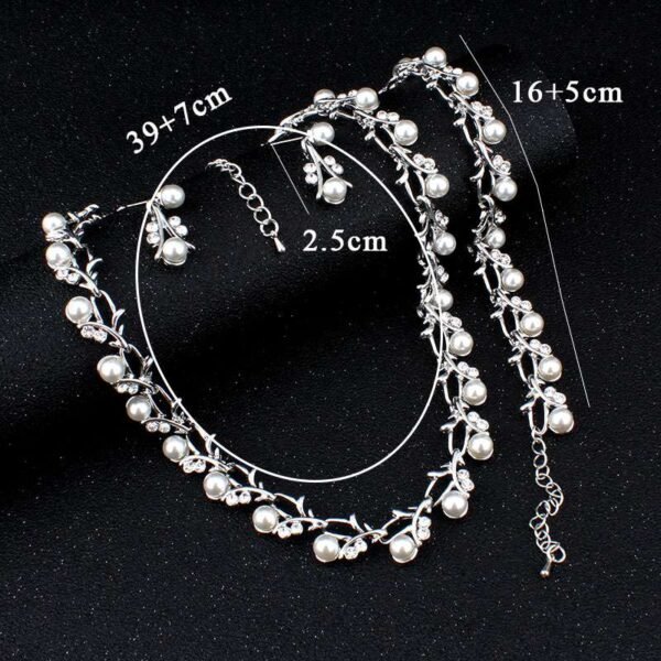 Imitation Pearl Wedding Necklace Earring Sets | Bridal Jewelry Sets for Women | Crystal Pearl Bridal Necklace and Earring Set