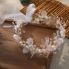 Bridal headband, Flower wedding headpiece, flower hair crown, Boho flower headband, white headband, Pearl Flower Wreath,Garland Head Hoop