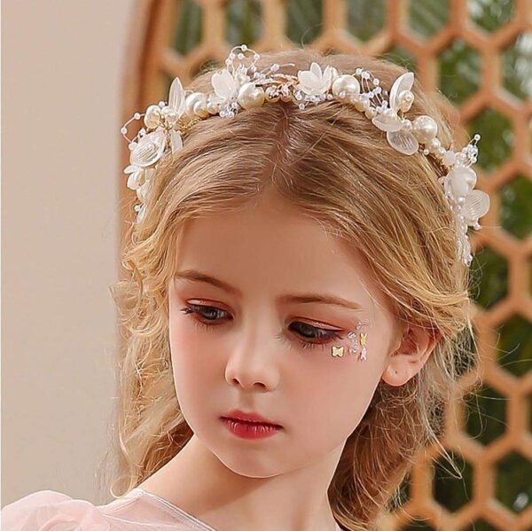 Bridal headband, Flower wedding headpiece, flower hair crown, Boho flower headband, white headband, Pearl Flower Wreath,Garland Head Hoop