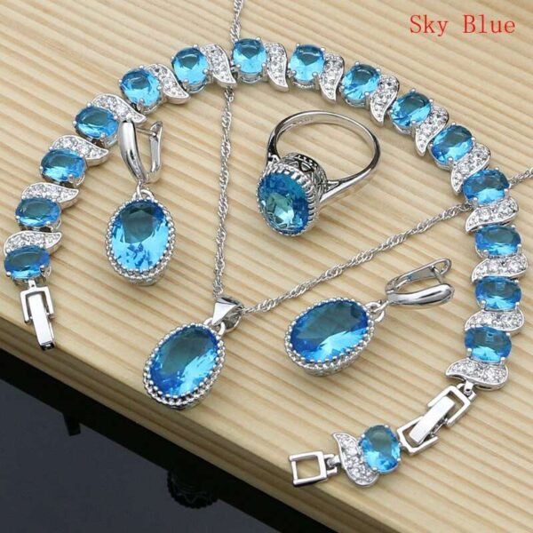 Silver 925 Bridal Jewelry, Zircon Jewelry Sets, Silver Jewelry Set , Sterling silver Necklace, Pendant necklace set, Silver Jewellery