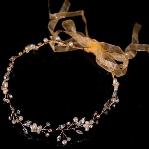 Gold/Silver Color Flower Ribbon Hairband Headband Girl or Woman Headpiece Tiara Wedding Bridal Hair Jewellery Accessory