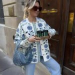 Women's Cotton Jacket – Versatile Printed, Lace-Up, Single-Breasted Fashion