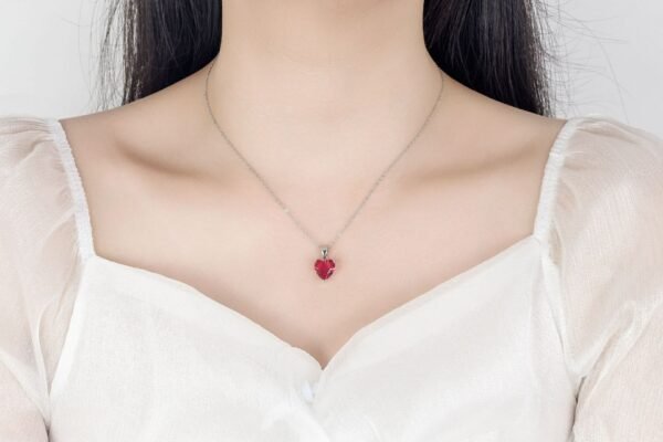 925 Sterling Silver Heart Zircon Jewelry Set, Featuring Heart Pendant Necklace – The Perfect Gift for Her - Heart Necklace