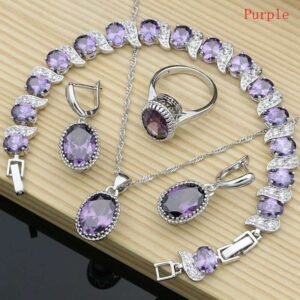 Silver 925 Bridal Jewelry, Zircon Jewelry Sets, Silver Jewelry Set , Sterling silver Necklace, Pendant necklace set, Silver Jewellery